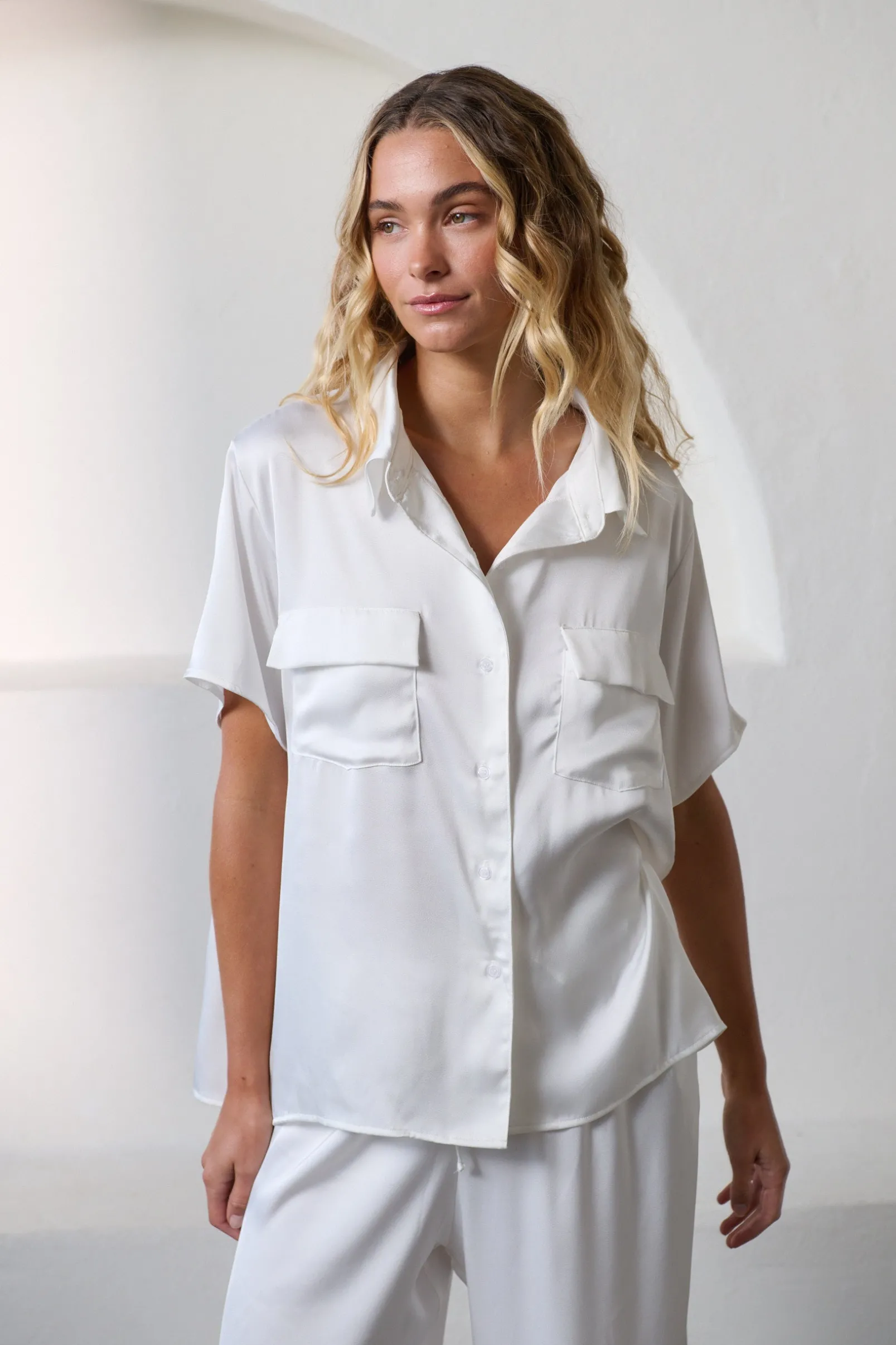 Online Kat The Label Gracie Short Sleeve Shirt Ivory white